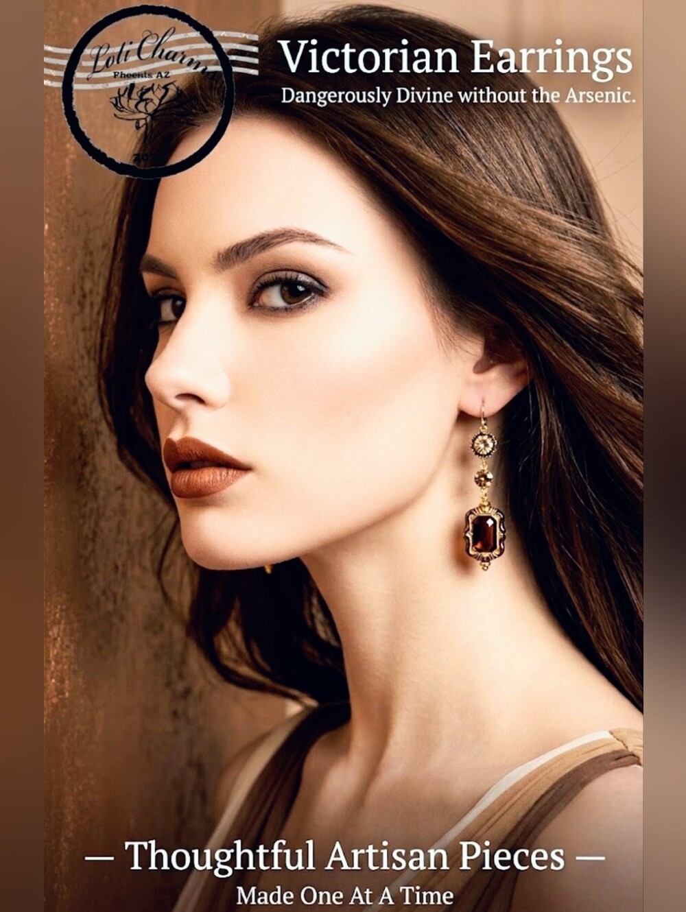 Victorian Smoky Root Beer Brown In  Swarovski Crystals In Gold Plated Earrings